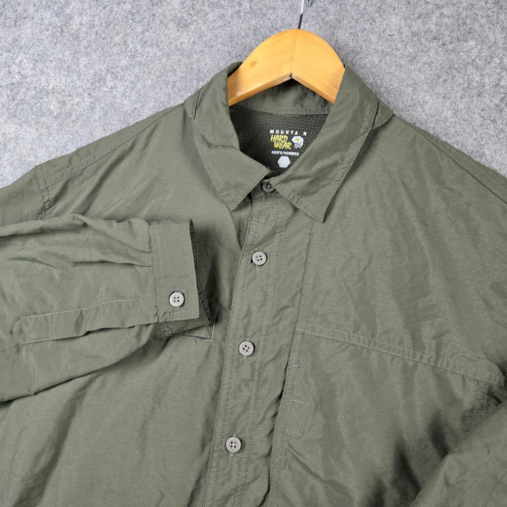 Mountain Hardwear Canyon Shirt Mens L Green Hiking Outdoor Long Sleeve Vented